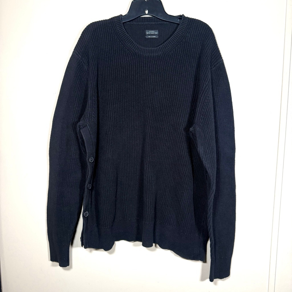 AllSaints Men’s Crewneck Ribbed Heavyweight Sweater XL Black